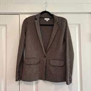 Evereve‎ Women's Cotton Blazer Jacket Brown Black Herringbone Size XS